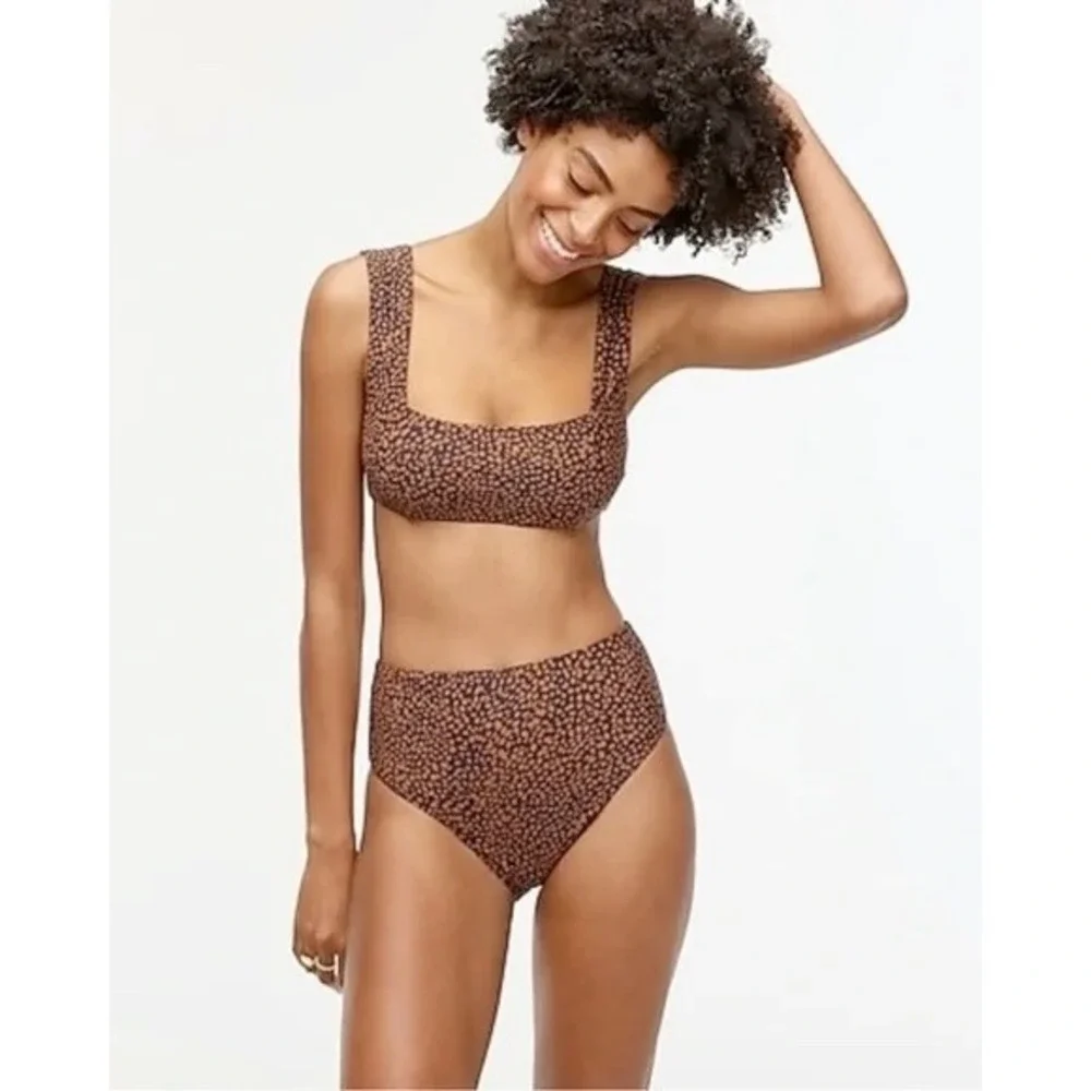 NWT J. Crew‎ Square-Neck Bikini Top Spot-On Print Animal S Summer Vacation